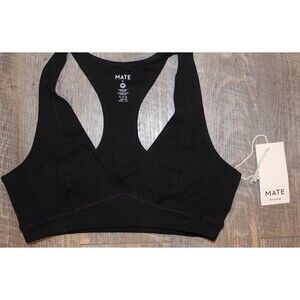 Mate the Label Women's Organic Cotton V-Neck Bra Black NEW